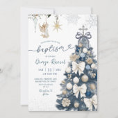 Blauwe Winter Coquette Boog Kerst Doop Kaart (Voorkant)