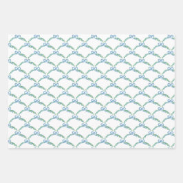 Blauwe Winter Coquette Kust Boog Slinger Inpakpapier Vel