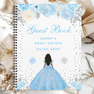 Blauwe Winter Donkere Huid Prinses Sweet Sixteen Notitieboek