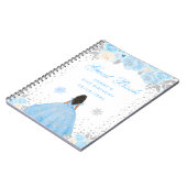 Blauwe Winter Donkere Huid Prinses Verjaardagsfees Notitieboek (Linkerzijde)