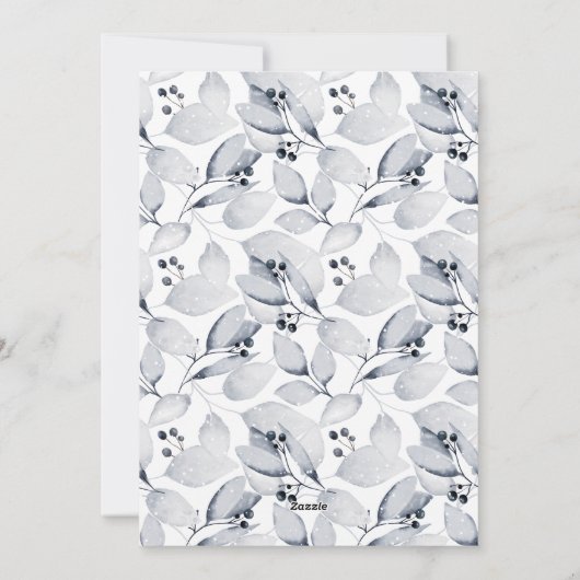 Blauwe Winter Foliage Foto Vrolijke Kerst Kaart (Achterkant)