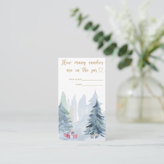 Blauwe winter: hoeveel snoepjes denk je? informatiekaartje (Staand voorkant)