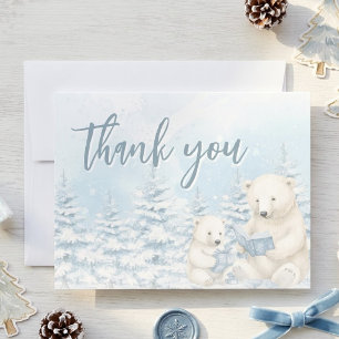 Blauwe Winter IJsbeer Watercolor Baby Shower Kaart
