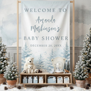 Blauwe Winter IJsbeer Watercolor Welkom Banner