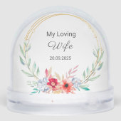 Blauwe Winter in wonderland Kerstpaar foto Sneeuwbol (Achterkant)