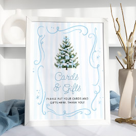 Blauwe Winter Kerst Baby Shower Kaarten en Cadeaus Poster