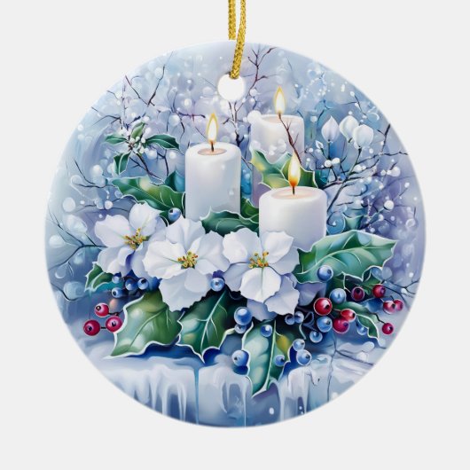 Blauwe Winter Kerst Ornament (Voorkant)