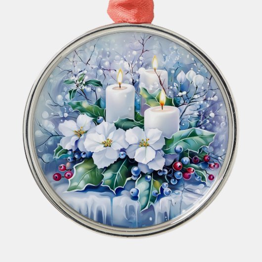 Blauwe Winter Kerst Ornament (Voorkant)