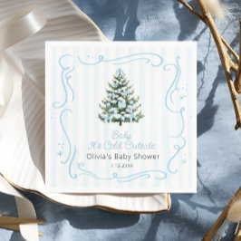 Blauwe Winter Kerstboom Baby Shower Servet