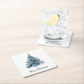 Blauwe Winter Kerstboom Gouden Ster Kartonnen Onderzetters (Insitu)