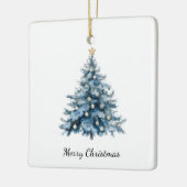 Blauwe Winter Kerstboom Gouden Ster Keramisch Ornament (Links)