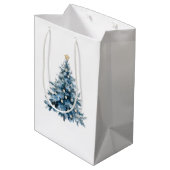 Blauwe Winter Kerstboom Gouden Ster Medium Cadeauzakje (Achterkant Gekanteld)