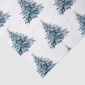 Blauwe Winter Kerstboom Gouden Ster Tissuepapier (Detail)