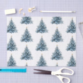 Blauwe Winter Kerstboom Gouden Ster Tissuepapier (Craft)
