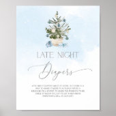 Blauwe winter Kerstboom Late nacht luiers Poster (Voorkant)
