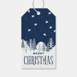 Blauwe Winter Kerstcadeau Labels Cadeaulabel
