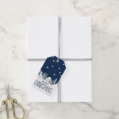 Blauwe Winter Kerstcadeau Labels Cadeaulabel (Met Touw)