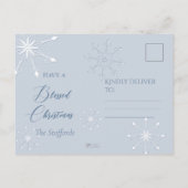 Blauwe Winter Kerstkaart Briefkaart (Achterkant)