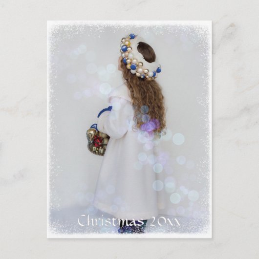 Blauwe Winter Kerstkaart Briefkaart (Voorkant)