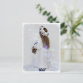 Blauwe Winter Kerstkaart Briefkaart (Staand voorkant)