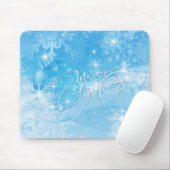 Blauwe winter kerstmis Mousepad Muismat (Met muis)