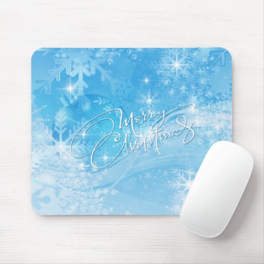 Blauwe winter kerstmis Mousepad Muismat (Met muis)