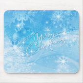 Blauwe winter kerstmis Mousepad Muismat (Voorkant)