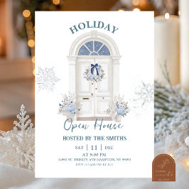 Blauwe Winter Kerstvakantie Open Huis Kaart