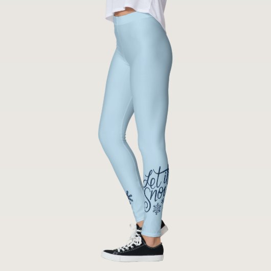 Blauwe Winter Laat het sneeuwen Leggings (Links)