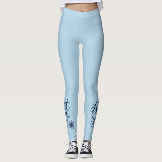 Blauwe Winter Laat het sneeuwen Leggings (Voorkant)