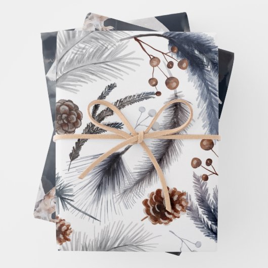 Blauwe Winter Landschap Wrapping Papier Bladen Inpakpapier Vel (In situ)