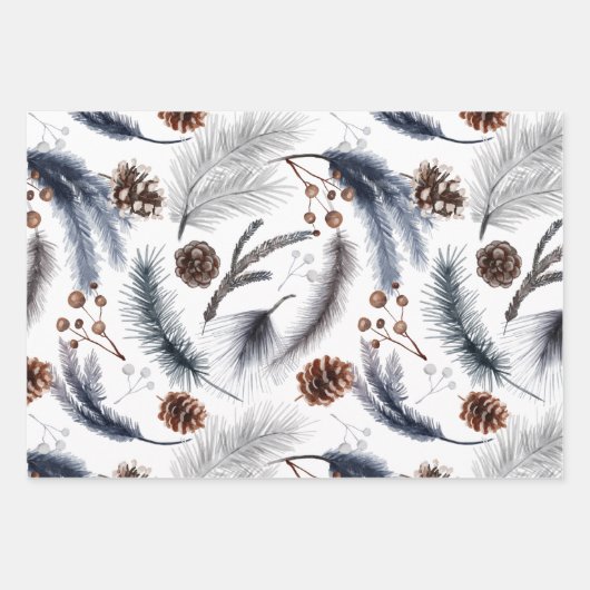 Blauwe Winter Landschap Wrapping Papier Bladen Inpakpapier Vel (Voorkant)