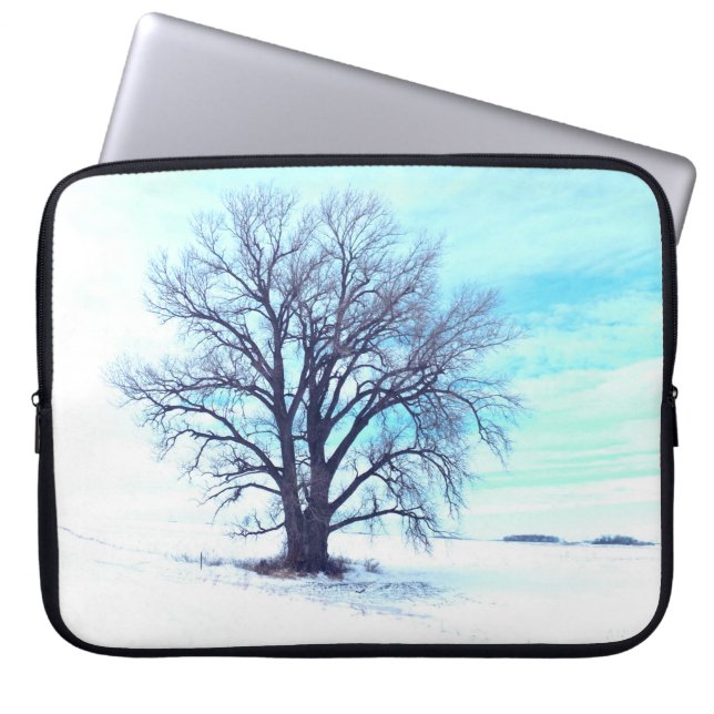 Blauwe winter laptop sleeve (Voorkant)