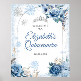 Blauwe Winter Magische Sneeuwvlok Quinceanera Welk Poster