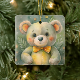 Blauwe winter met herten keramisch ornament