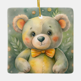 Blauwe winter met herten keramisch ornament