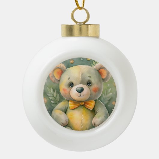 Blauwe winter met herten keramische bal ornament (Voorkant)