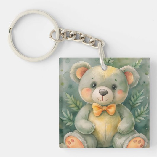 Blauwe winter met herten sleutelhanger (voorkant)