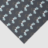 Blauwe winter Mittens met hartpatroon Tissuepapier (Detail)