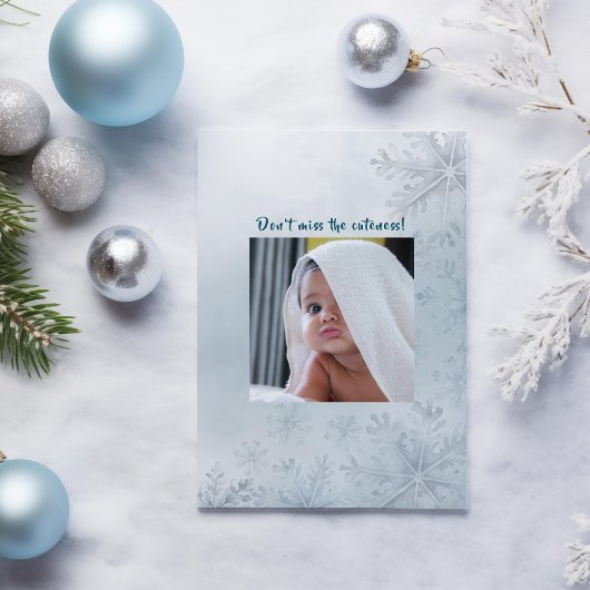 Blauwe Winter Onederland 1e Verjaardag uitnodiging