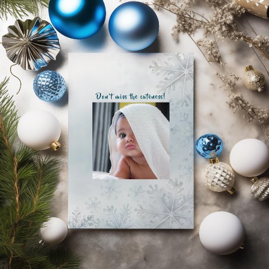 Blauwe Winter Onederland 1e Verjaardag uitnodiging