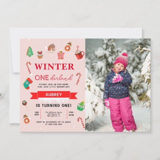 Blauwe winter Onederland eerste verjaardag Kaart (Voorkant)