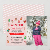 Blauwe winter Onederland eerste verjaardag Kaart (Voorkant / Achterkant)