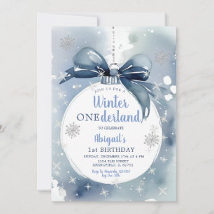 Blauwe Winter Onederland Kerst Ornament Verjaardag Kaart