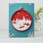 ❄️ Blauwe winter papieren kerstversiering kerstdor Kaart (Staand voorkant)