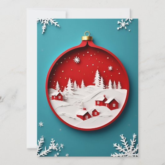 ❄️ Blauwe winter papieren kerstversiering kerstdor Kaart (Voorkant)