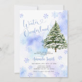 Blauwe Winter Pijnboom Onederland 1e verjaardag Kaart (Voorkant)