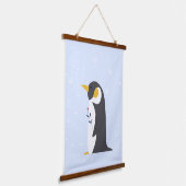 Blauwe Winter | Pinguïn Arctic Dierenkwekerij Deco Hangend Wandkleed (Gebogen)