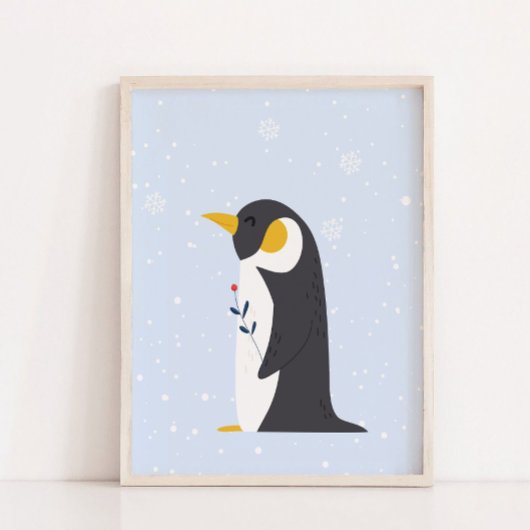 Blauwe Winter | Pinguïn Arctisch Dieren Nursery De Poster