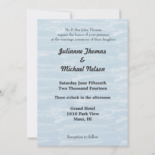 Blauwe winter sneeuw bruiloft kaart (Voorkant)